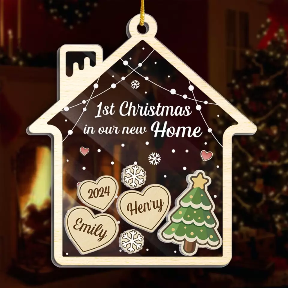 1st Christmas In Our New Home - Couple Personalized Custom 3 Layers Shaker Ornament - Christmas Gift For Husband Wife, Anniversary, First Christmas - Image 3