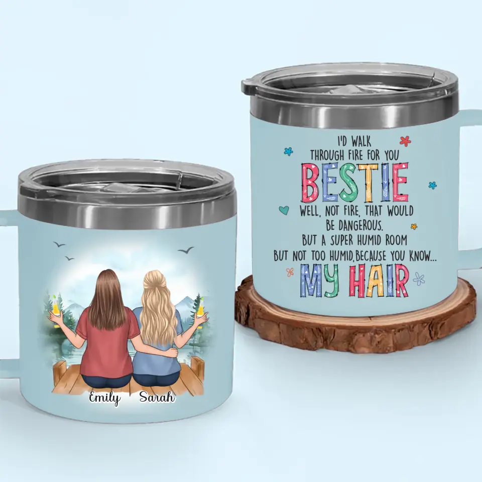 A Bestie Is Someone Who Makes Life More Fun - Bestie Personalized Custom 14oz Stainless Steel Tumbler With Handle - Gift For Best Friends, BFF, Sisters - Image 6