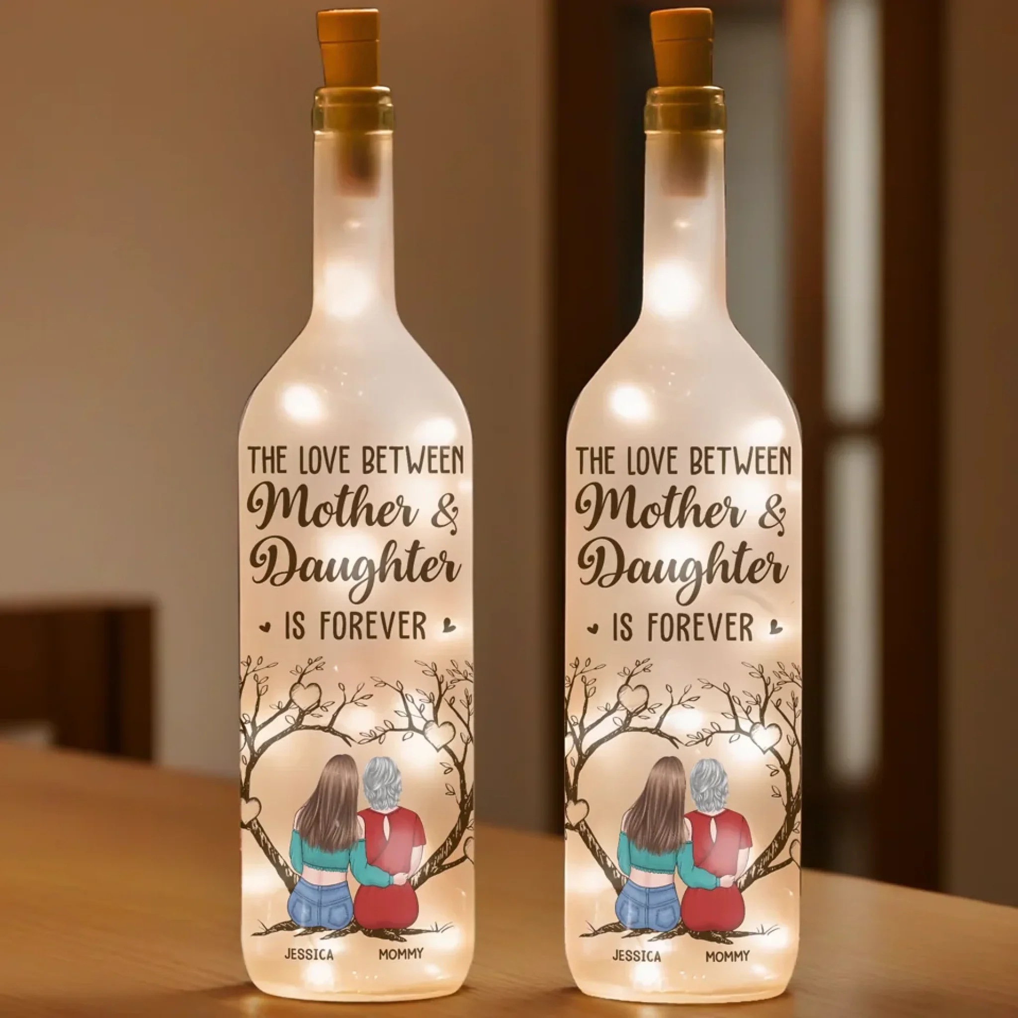 A Bond Built On Laughter, Love - Family Personalized Custom Bottle Lamp - Gift For Mom, Daughter - Image 3