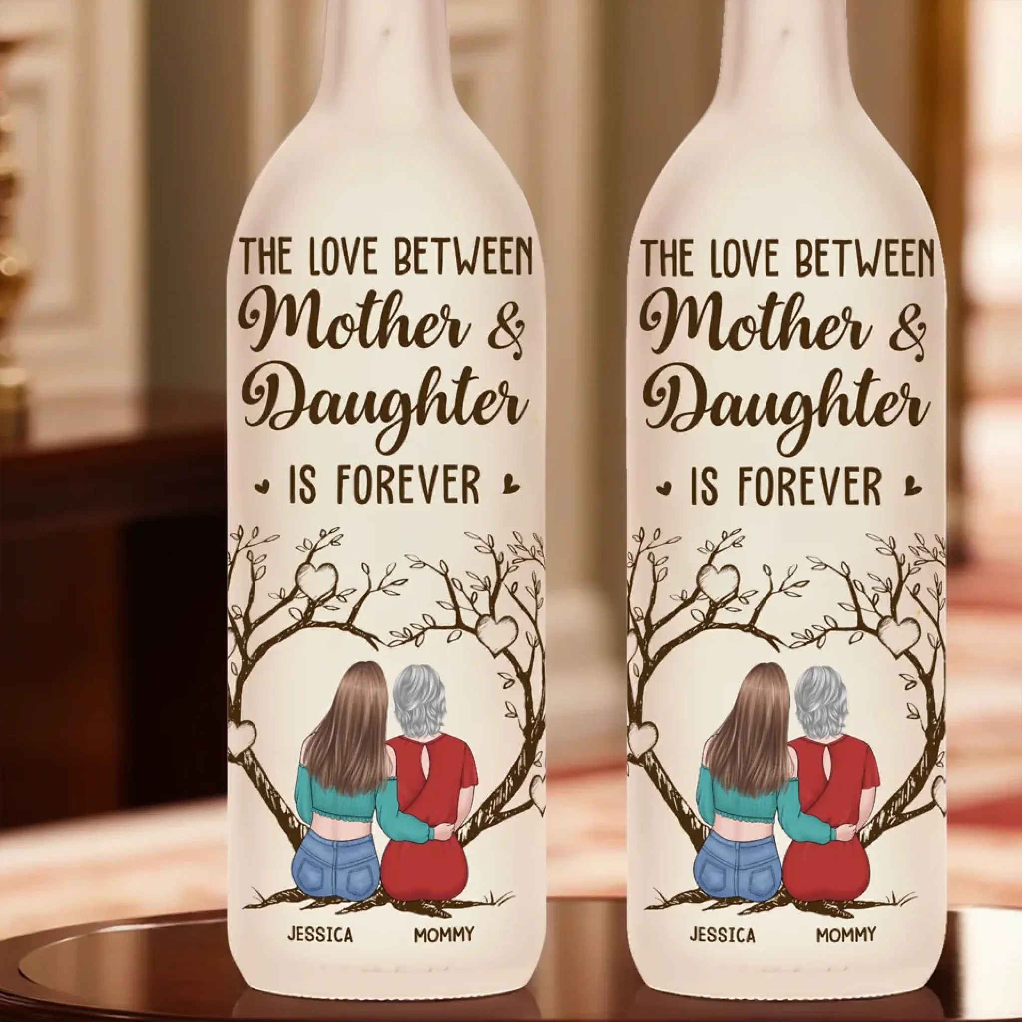 A Bond Built On Laughter, Love - Family Personalized Custom Bottle Lamp - Gift For Mom, Daughter - Image 4