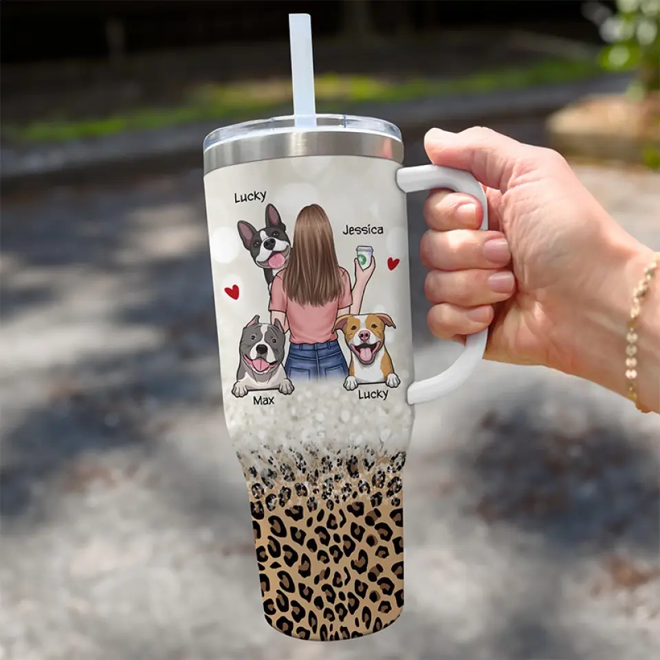 A Bond That Can't Be Broken - Dog Personalized Custom 40 Oz Stainless Steel Tumbler With Handle - Gift For Pet Owners, Pet Lovers - Image 3