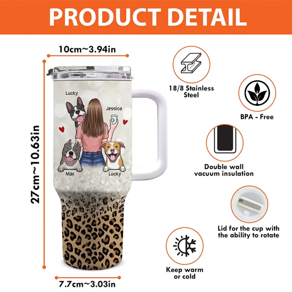 A Bond That Can't Be Broken - Dog Personalized Custom 40 Oz Stainless Steel Tumbler With Handle - Gift For Pet Owners, Pet Lovers - Image 4
