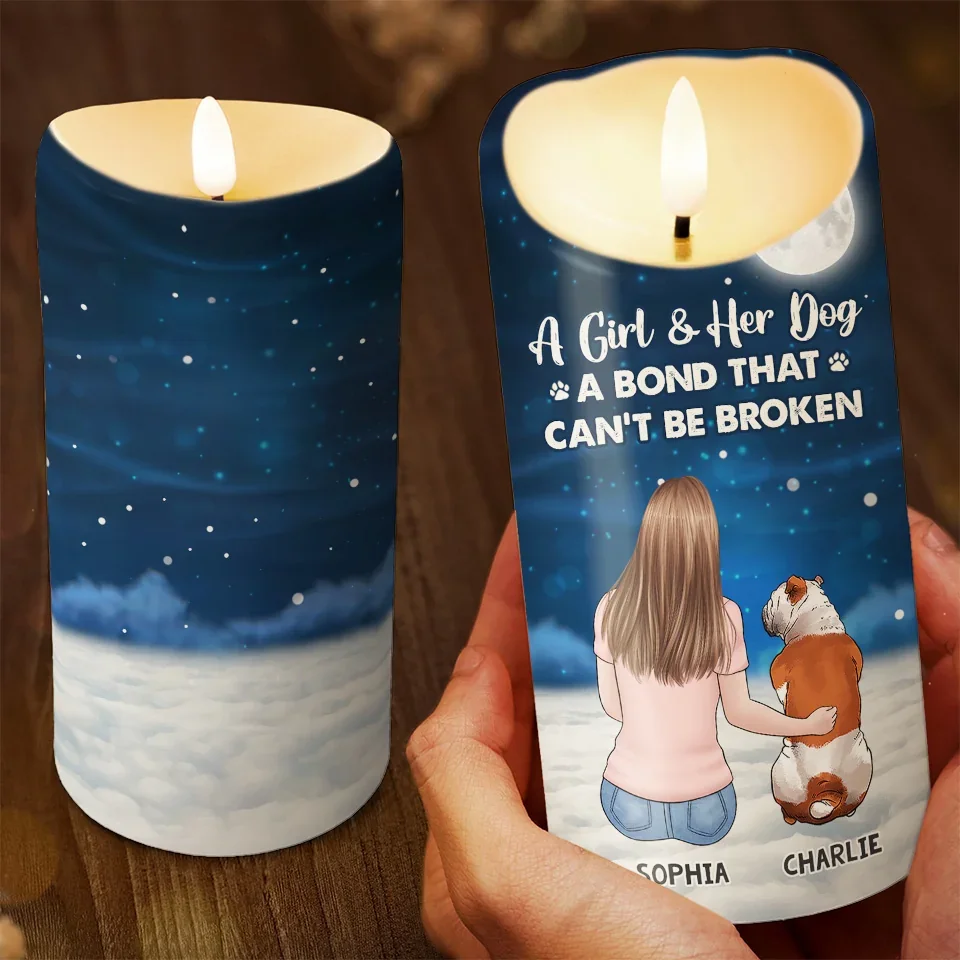 A Bond That Can't Be Broken - Memorial Personalized Custom LED Candle - Sympathy Gift, Christmas Gift For Pet Owners, Pet Lovers - Image 3