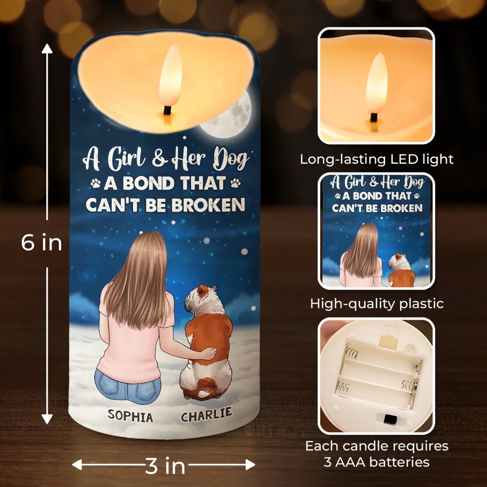 A Bond That Can't Be Broken - Memorial Personalized Custom LED Candle - Sympathy Gift, Christmas Gift For Pet Owners, Pet Lovers - Image 4