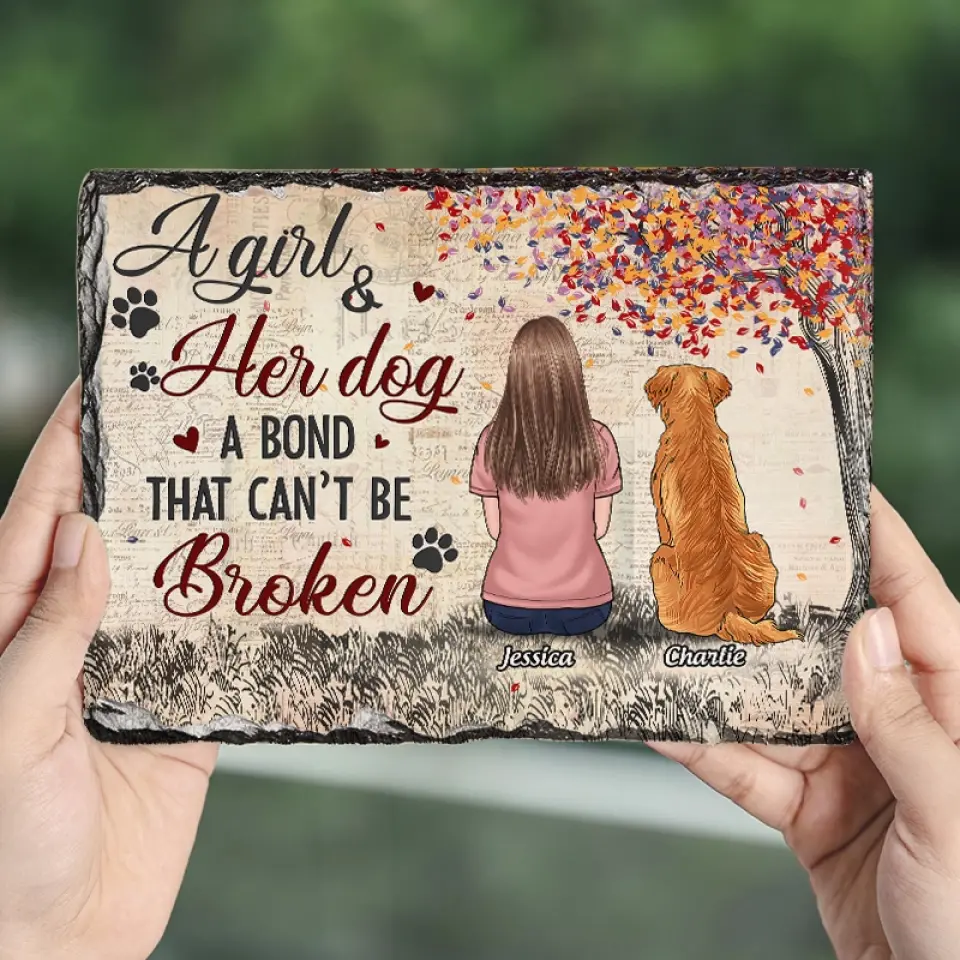 A Bond That Can't Be Broken - Memorial Personalized Custom Rectangle Shaped Stone With Stand - Sympathy Gift For Pet Owners, Pet Lovers - Image 3
