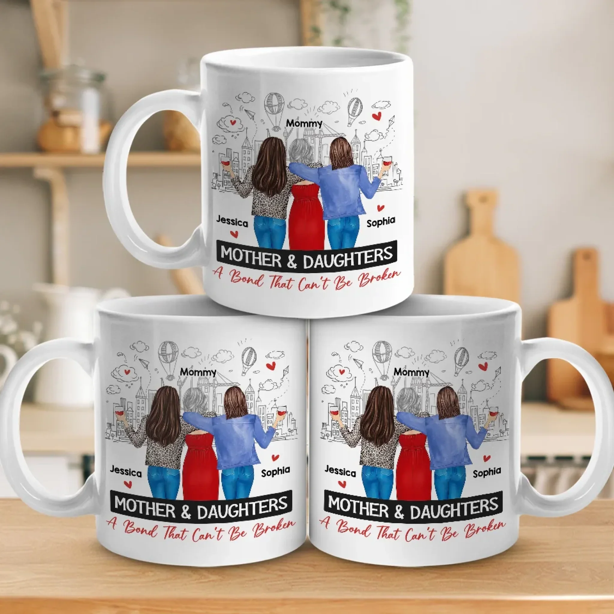 A Bond Unbreakable, A Love Unshakable - Family Personalized Custom Mug - Gift For Mom, Daughter - Image 4