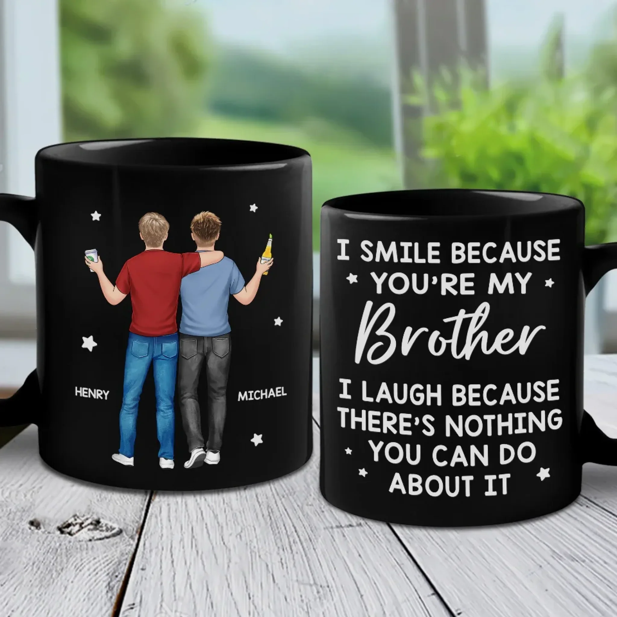 A Brother's Bond Is Unbreakable And Forever - Family Personalized Custom Black Mug - Gift For Family Members