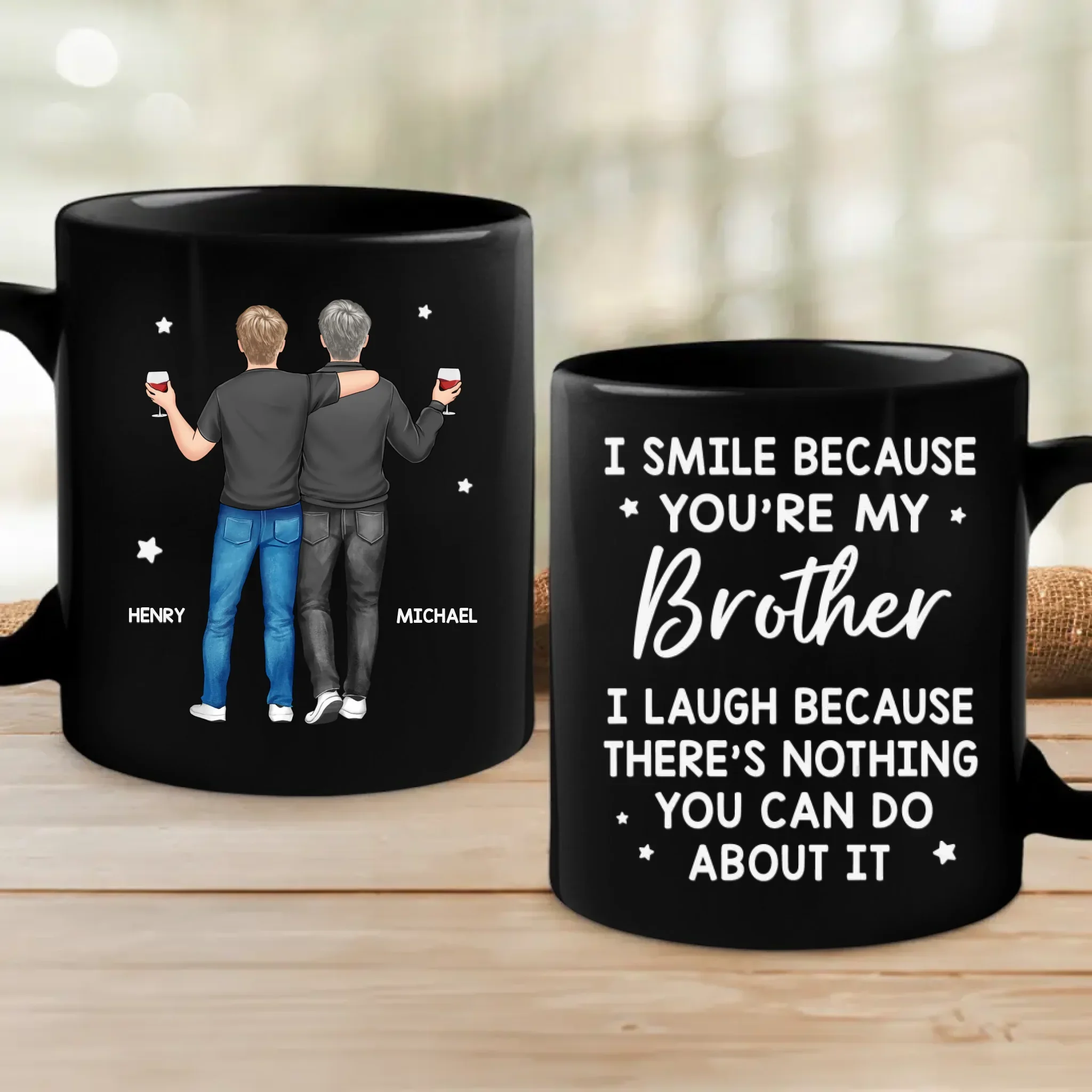 A Brother's Bond Is Unbreakable And Forever - Family Personalized Custom Black Mug - Gift For Family Members - Image 2