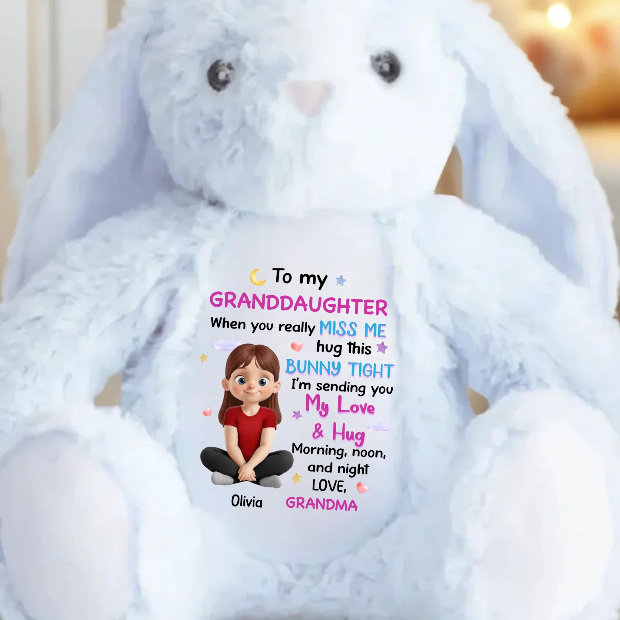 A Bunny Hug From Grandma’s Heart - Family Personalized Custom Easter Bunny Plush - Gift For Family Members - Image 3
