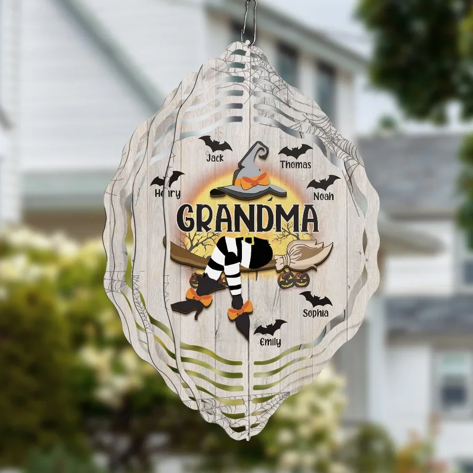 A Candy A Day Keeps The Monsters Away - Family Personalized Custom Wind Spinner - Halloween Gift For Mom, Grandma - Image 3