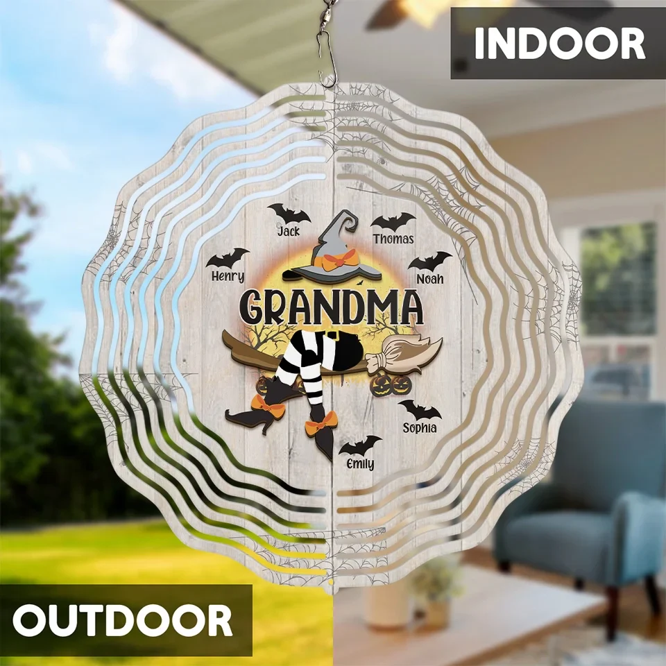 A Candy A Day Keeps The Monsters Away - Family Personalized Custom Wind Spinner - Halloween Gift For Mom, Grandma - Image 4