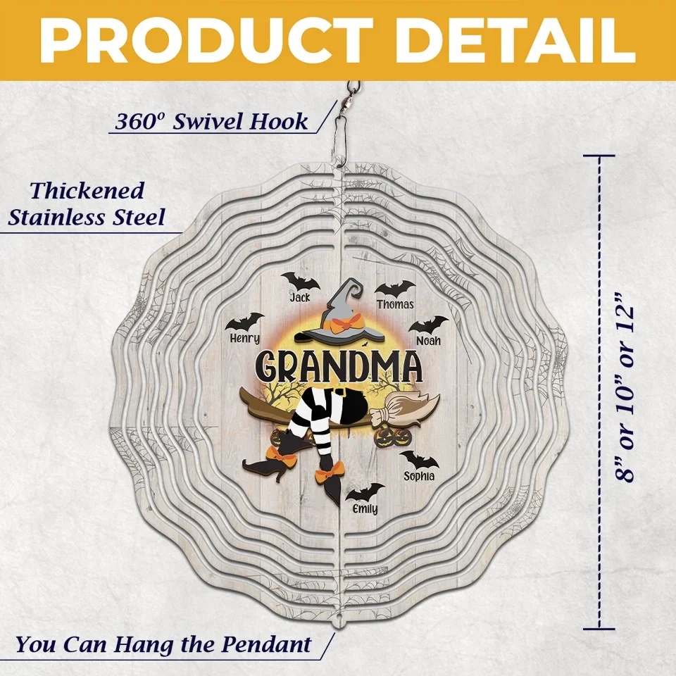 A Candy A Day Keeps The Monsters Away - Family Personalized Custom Wind Spinner - Halloween Gift For Mom, Grandma - Image 5