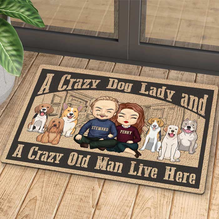 A Crazy Dog Lady Live Here, Sketch House - Personalized Decorative Mat - Image 3