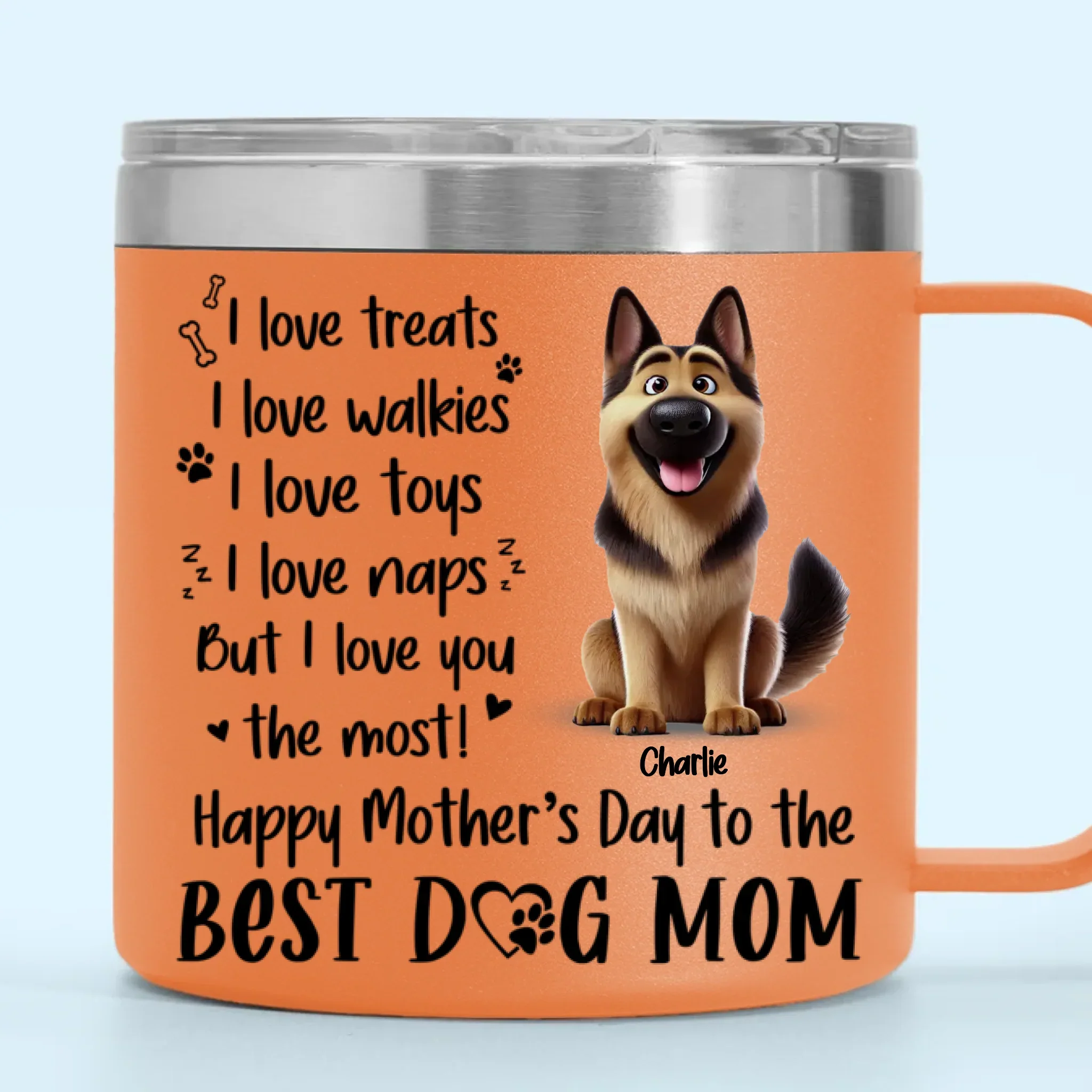 A Dog’s Love Never Ends - Dog Personalized Custom 14oz Stainless Steel Tumbler With Handle - Gift For Pet Owners, Pet Lovers - Image 4
