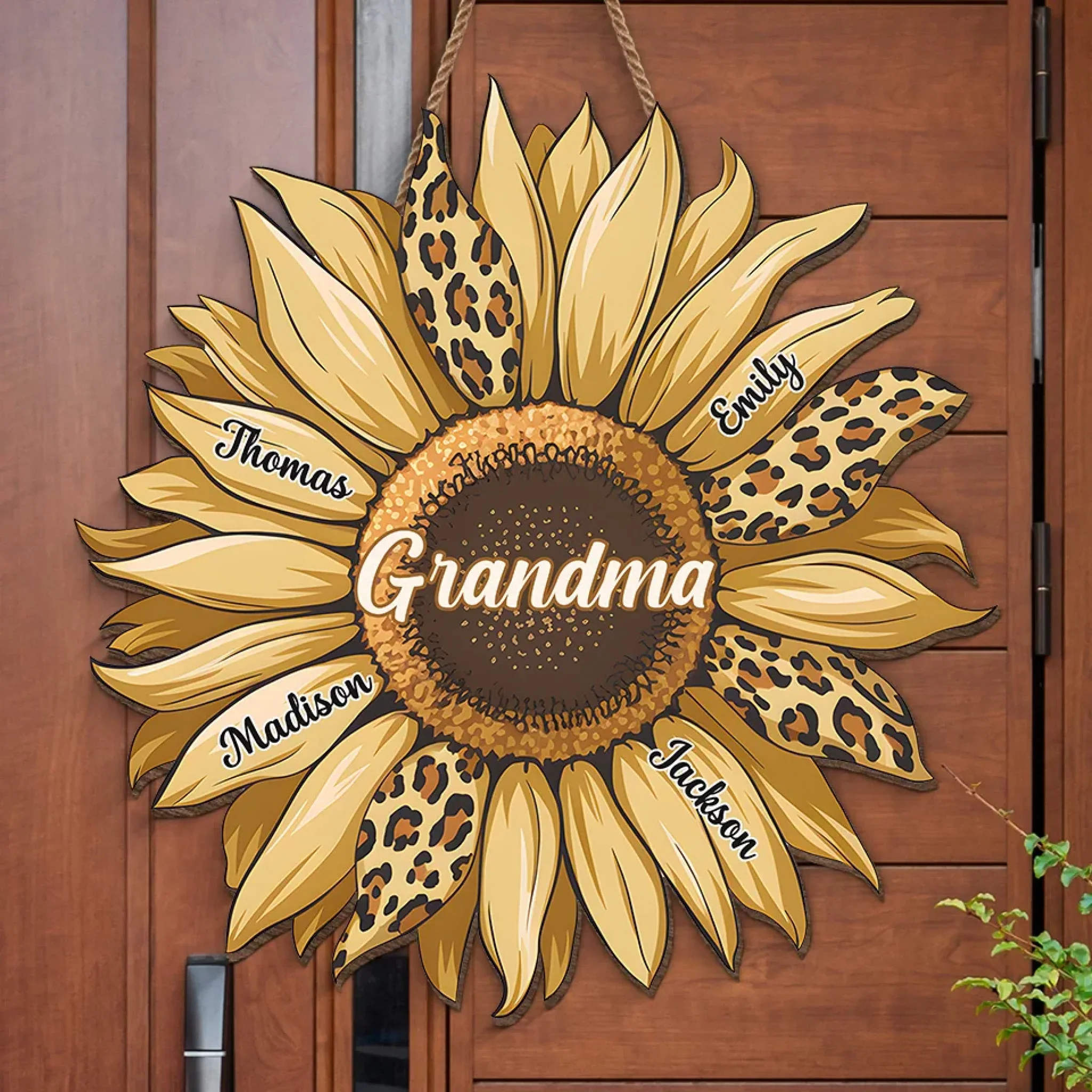 A Flower Blooms With A Grandmother's Love - Family Personalized Custom Shaped Home Decor Wood Sign - House Warming Gift For Mom, Grandma - Image 3