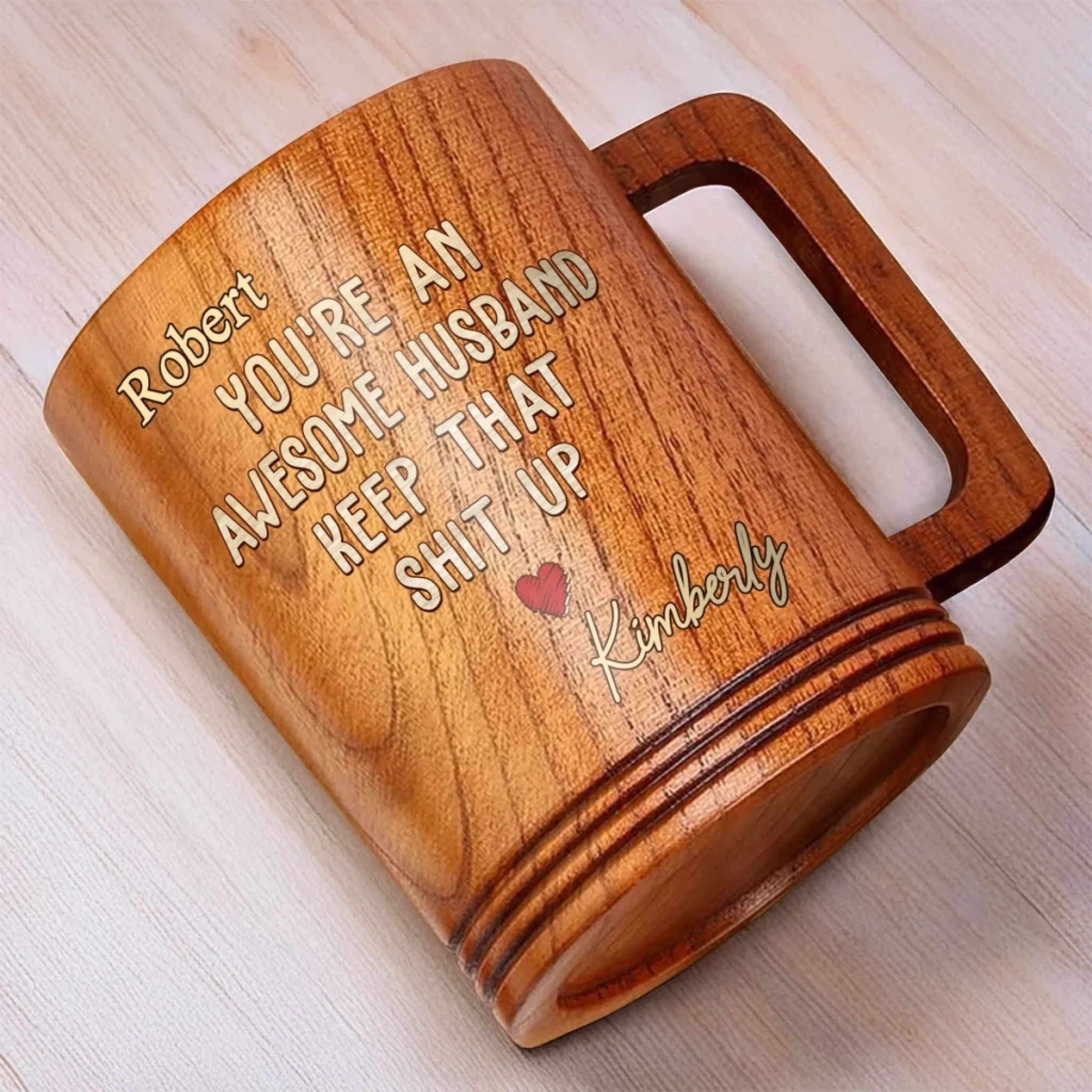 A Forever Kind Of Love - Couple Personalized Custom Wooden Mug - Gift For Husband Wife, Anniversary - Image 4