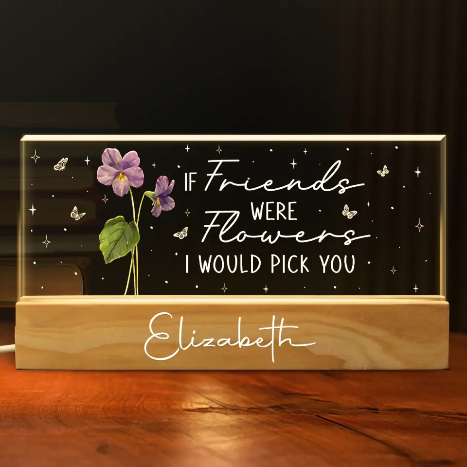 A Friend Is A Flower That Never Fades - Bestie Personalized Custom Acrylic Letters 3D LED Night Light - Gift For Best Friends, BFF, Sisters - Image 3