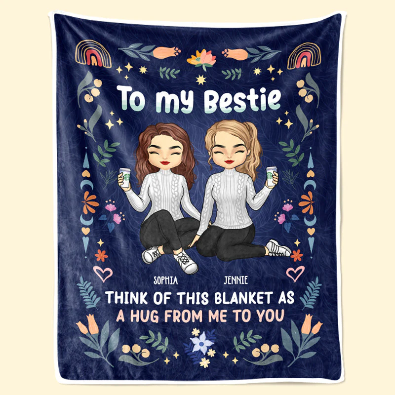 A Friend Is One Soul Abiding In Two Bodies - Bestie Personalized Custom Blanket - Christmas Gift For Best Friends, BFF, Sisters - Image 2