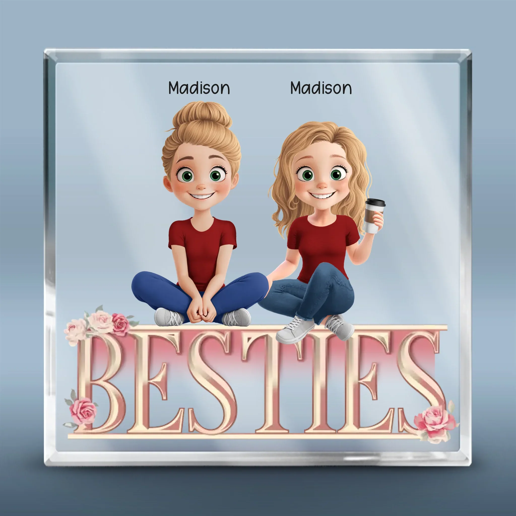 A Friendship That Lasts A Lifetime - Bestie Personalized Custom Square Shaped Acrylic Plaque - Gift For Best Friends, BFF, Sisters - Image 2