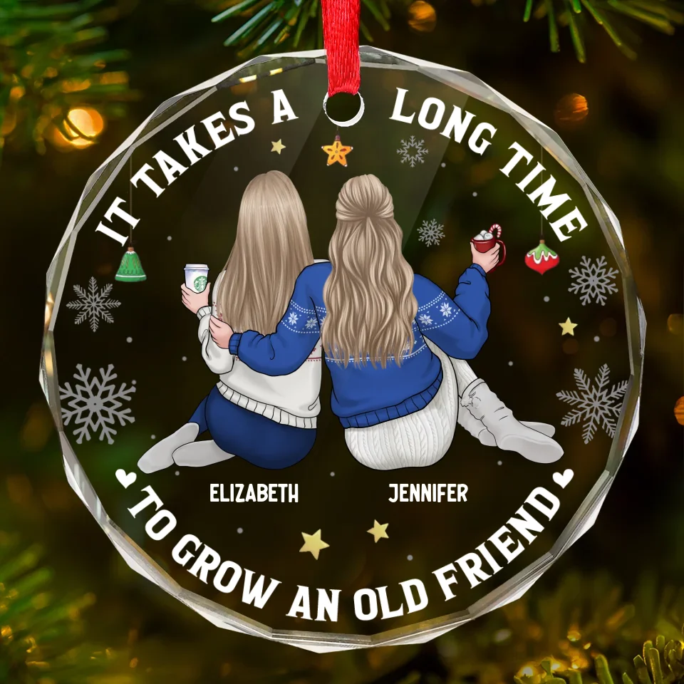 A Friendship That Will Never Fade - Bestie Personalized Custom Circle Glass Ornament - Christmas Gift For Best Friends, BFF, Sisters - Image 2