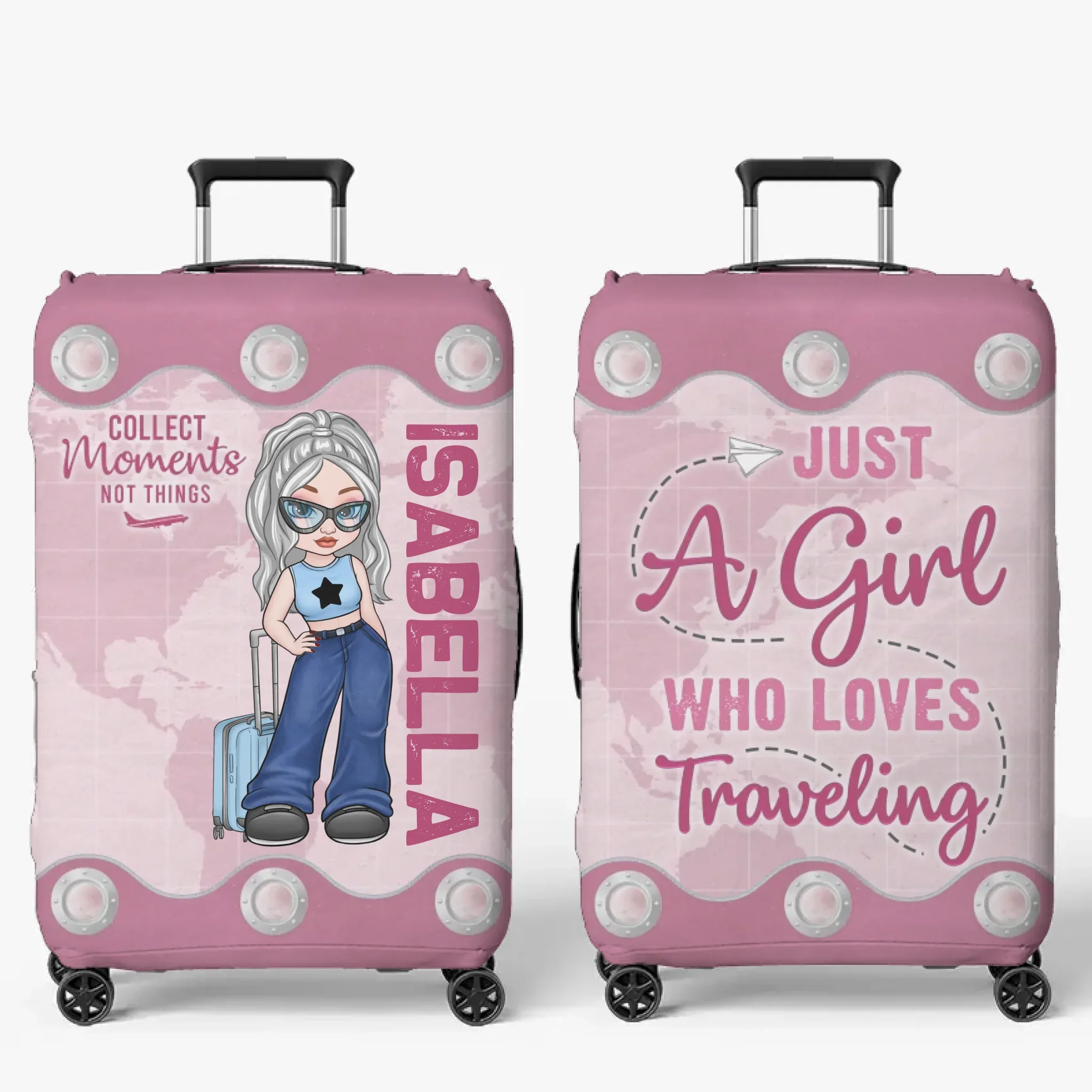 A Fun Way To Keep Your Luggage Safe And Stylish - Travel Personalized Custom Luggage Cover - Summer Vacation Gift, Gift For Adventure Travel Lovers - Image 2