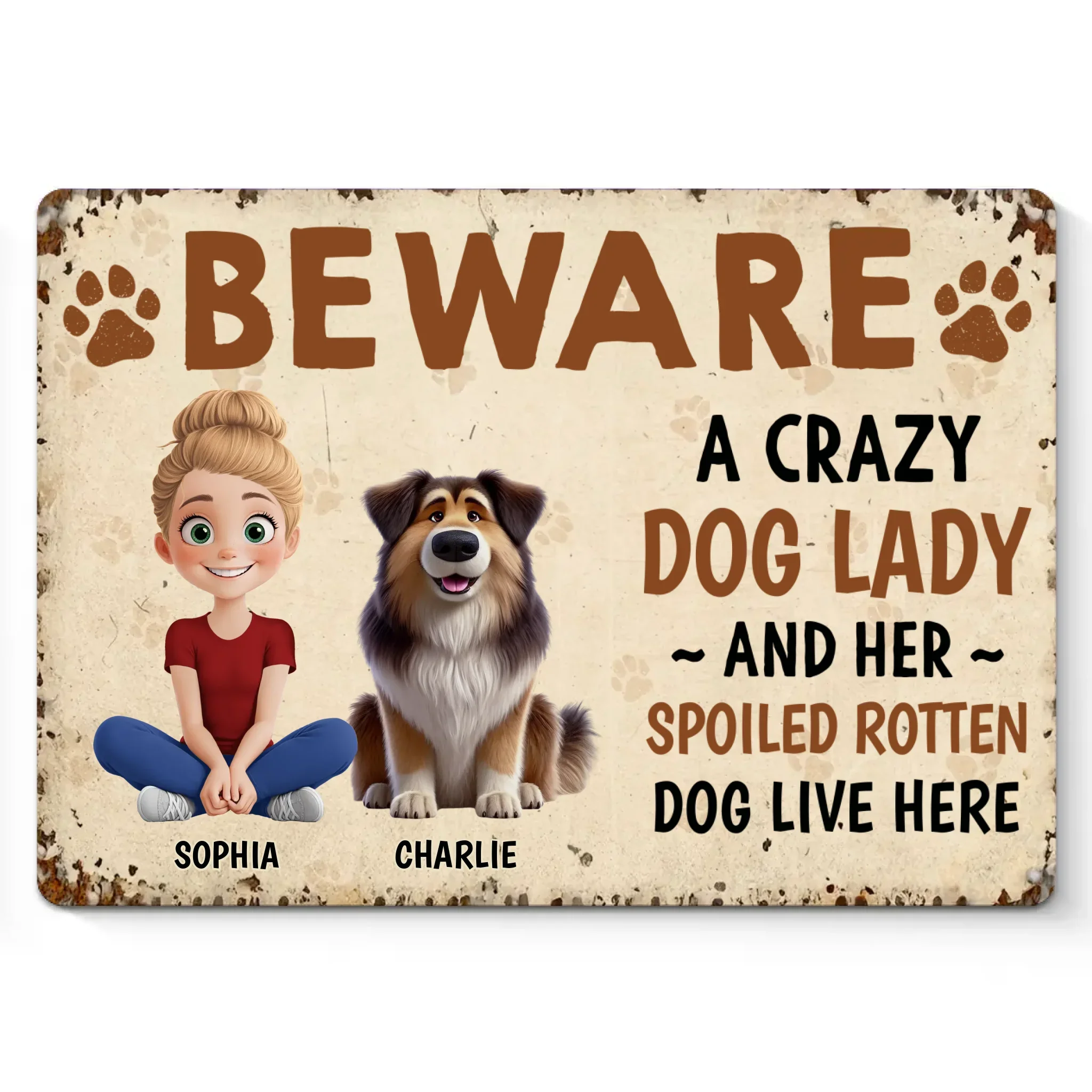 A Fun Way To Show Off Your Crazy Dog Lady Vibes - Dog Personalized Custom Home Decor Metal Sign - House Warming Gift For Pet Owners, Pet Lovers - Image 2