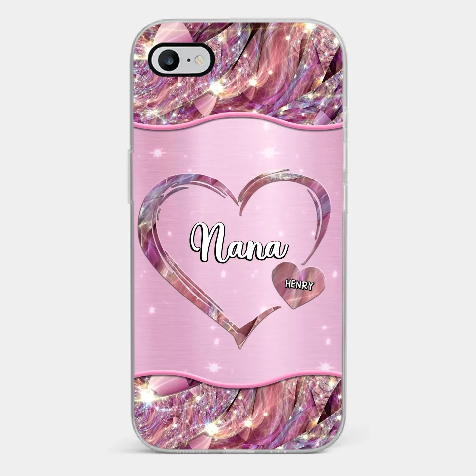 A Garden Of Love Grows In A Grandmother's Heart - Family Personalized Custom Faux Jewelry Effect Printed Clear Phone Case - Gift For Mom, Grandma - Image 2