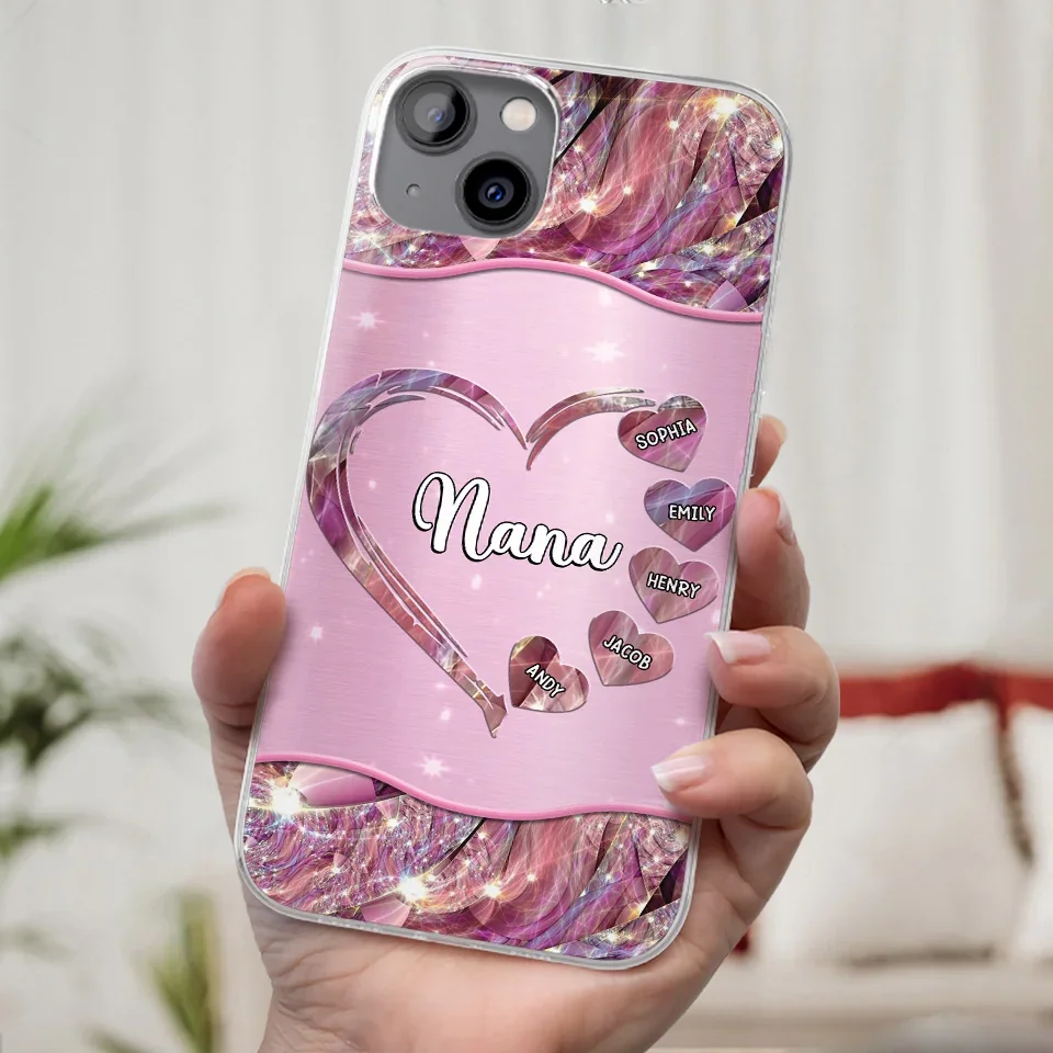 A Garden Of Love Grows In A Grandmother's Heart - Family Personalized Custom Faux Jewelry Effect Printed Clear Phone Case - Gift For Mom, Grandma - Image 33