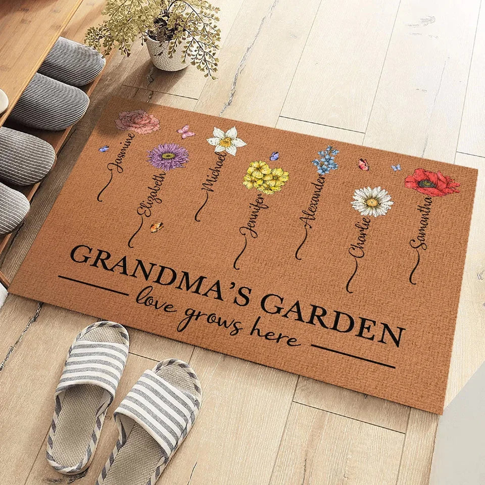 A Garden Of Love Grows In A Grandmother's Heart - Family Personalized Custom Home Decor Decorative Mat - Christmas Gift, House Warming Gift For Grandma, Grandparents - Image 3