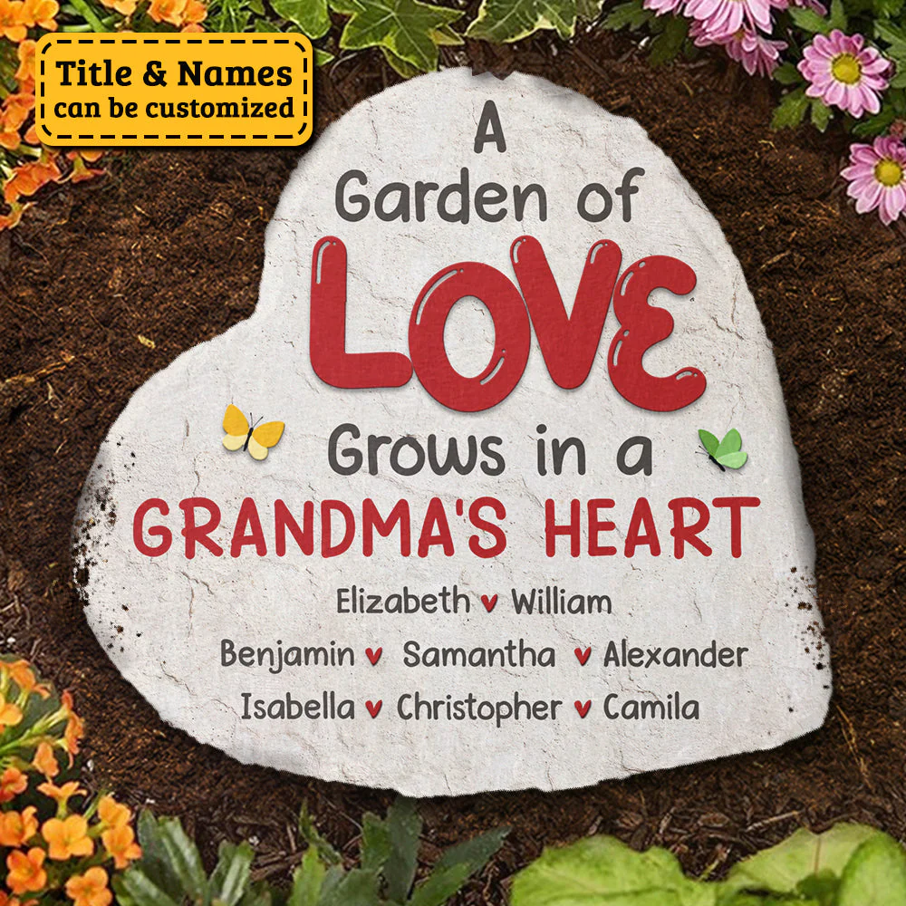 A Garden Of Love - Personalized Garden Stone - Gift For Grandma, Grandparents - Image 3