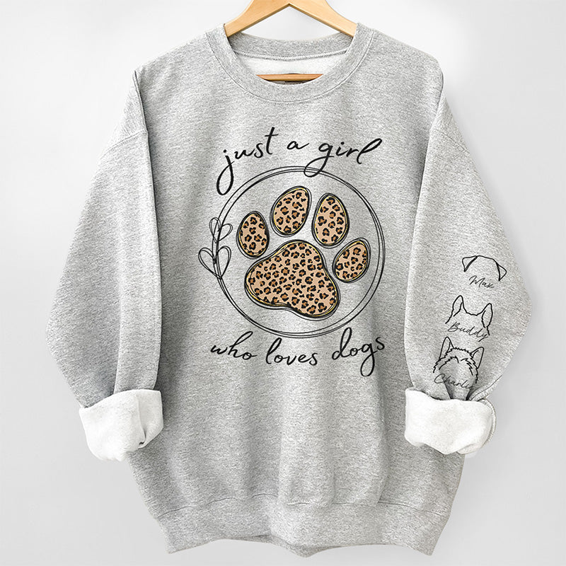 A Girl Who Loves Pets - Dog & Cat Personalized Custom Unisex Sweatshirt With Design On Sleeve - Gift For Pet Owners, Pet Lovers - Image 2