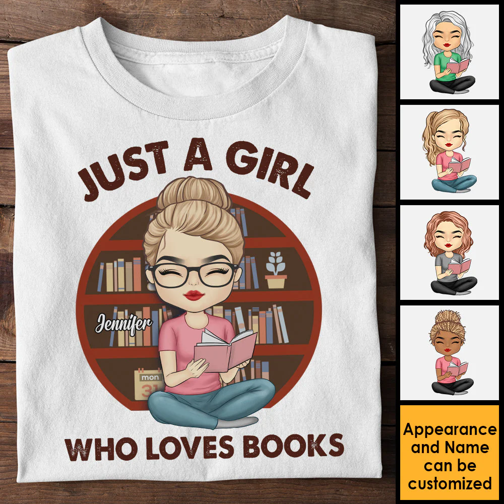 A Girl Who Loves Reading Books - Personalized Unisex T-shirt, Hoodie - Image 4