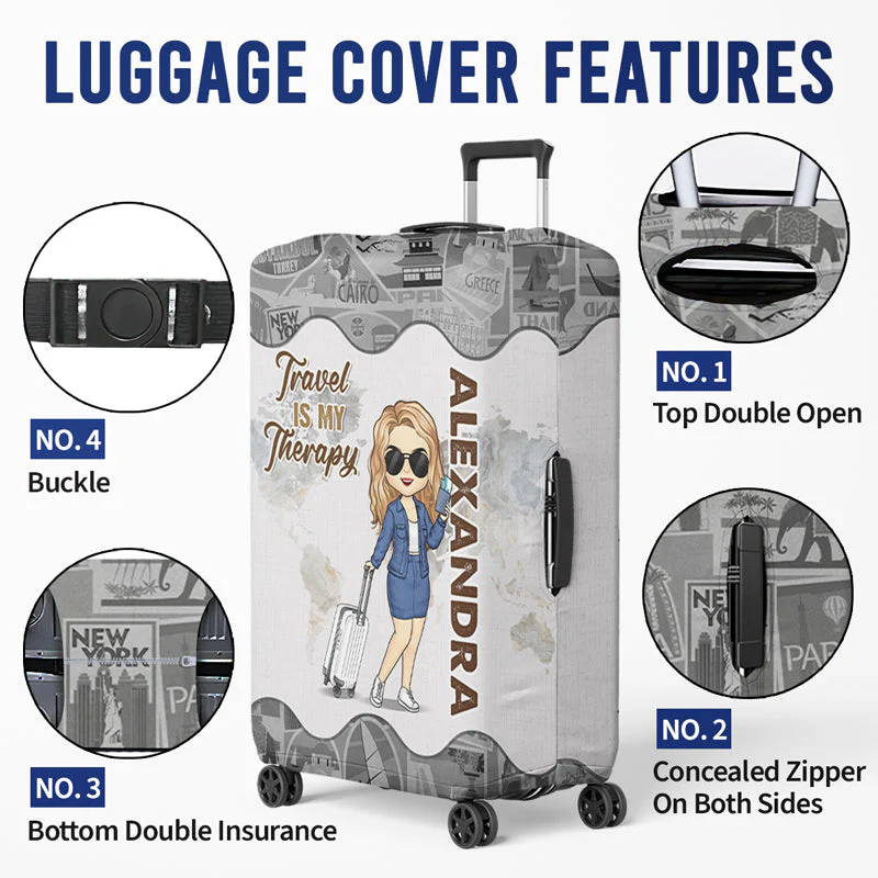 A Girl Who Loves Traveling - Travel Personalized Custom Luggage Cover - Holiday Vacation Gift, Gift For Adventure Travel Lovers - Image 4