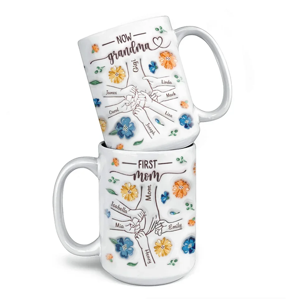 A Grandma’s Heart Is A Mother’s Love Multiplied - Family Personalized Custom 3D Inflated Effect Printed Mug - Gift For Mom, Grandma - Image 5