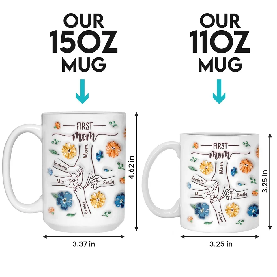A Grandma’s Heart Is A Mother’s Love Multiplied - Family Personalized Custom 3D Inflated Effect Printed Mug - Gift For Mom, Grandma - Image 6