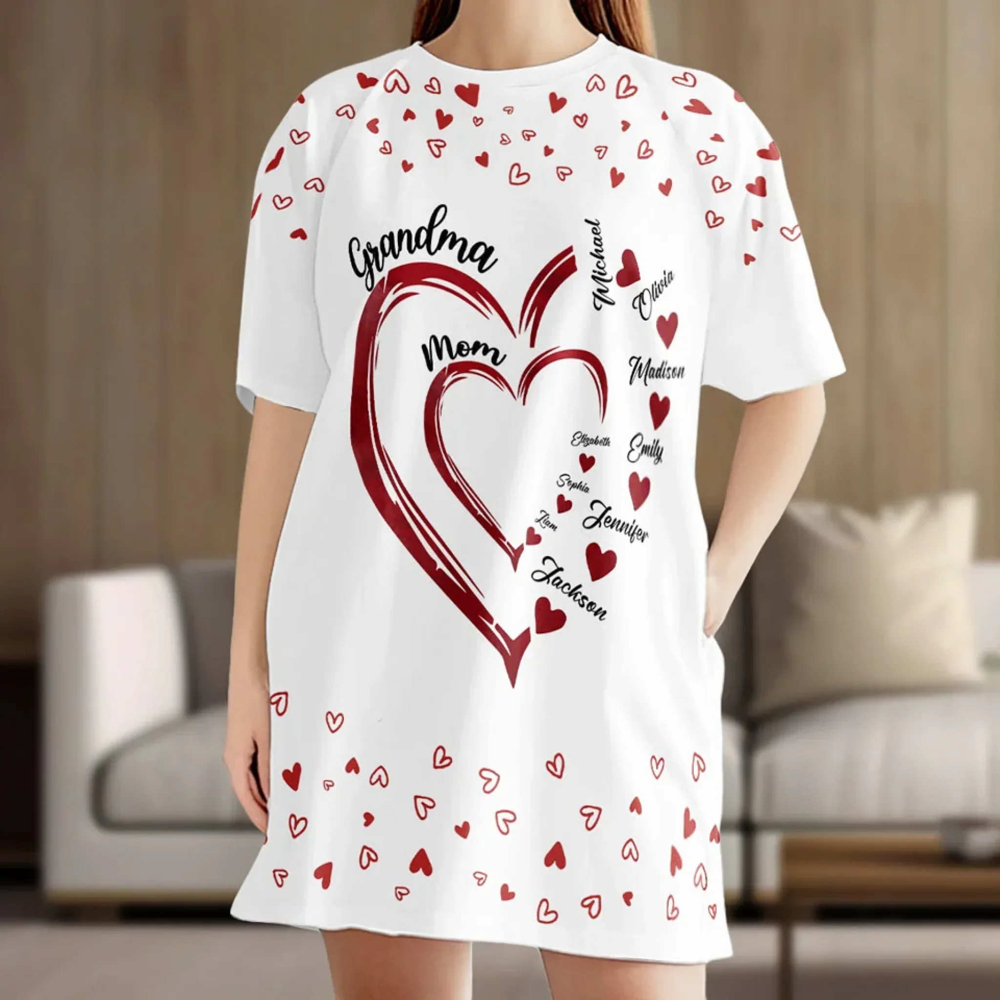 A Grandmother’s Love Is The Warmest Hug - Family Personalized Custom Women's Sleep Tee - Mother's Day Gift For Mom, Grandma - Image 3