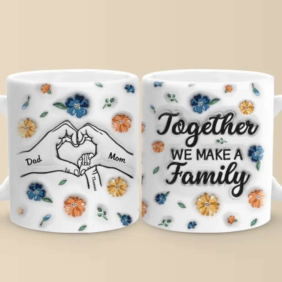 A Happy Family Is But An Earlier Heaven - Family Personalized Custom 3D Inflated Effect Printed Mug - Gift For Family Members - Image 2