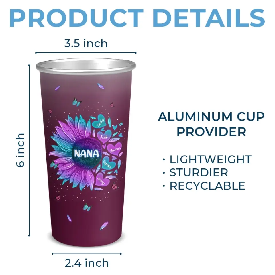 A Happy Family Is But An Earlier Heaven - Family Personalized Custom Aluminum Changing Color Cup - Gift For Mom, Grandma - Image 5