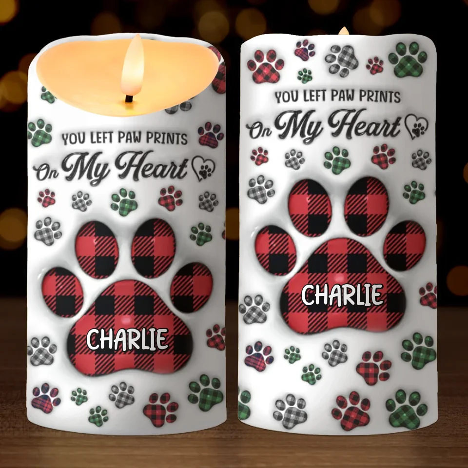 A Heartbeat At My Feet - Memorial Personalized Custom LED Candle - Sympathy Gift For Pet Owners, Pet Lovers - Image 2