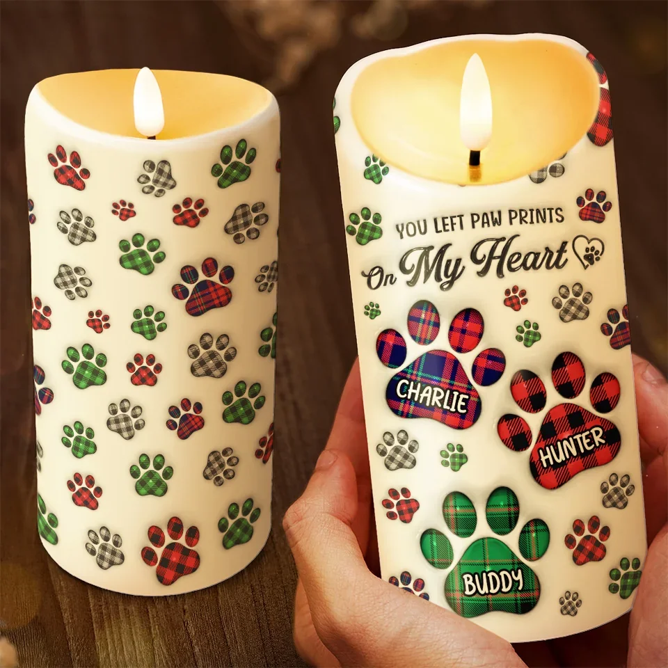 A Heartbeat At My Feet - Memorial Personalized Custom LED Candle - Sympathy Gift For Pet Owners, Pet Lovers - Image 4