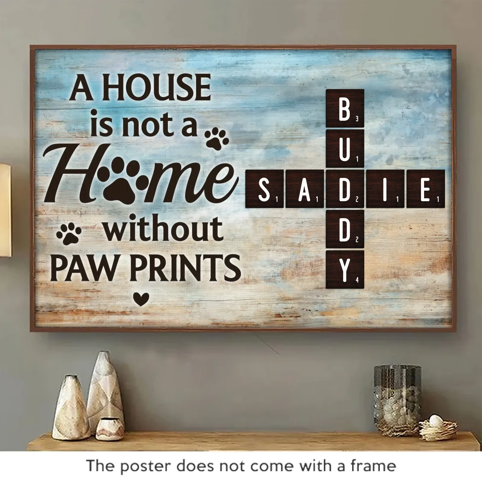 A House Is Not A Home Without Paw Prints - Memorial Personalized Custom Horizontal Poster - Sympathy Gift For Pet Owners, Pet Lovers - Image 2