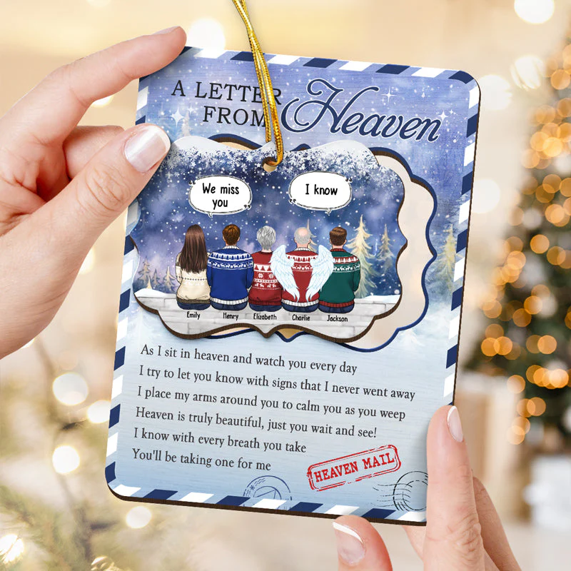 A Letter From Heaven - Memorial Personalized Custom Wooden Card With Pop Out Ornament - Christmas Gift, Sympathy Gift For Family Members - Image 5