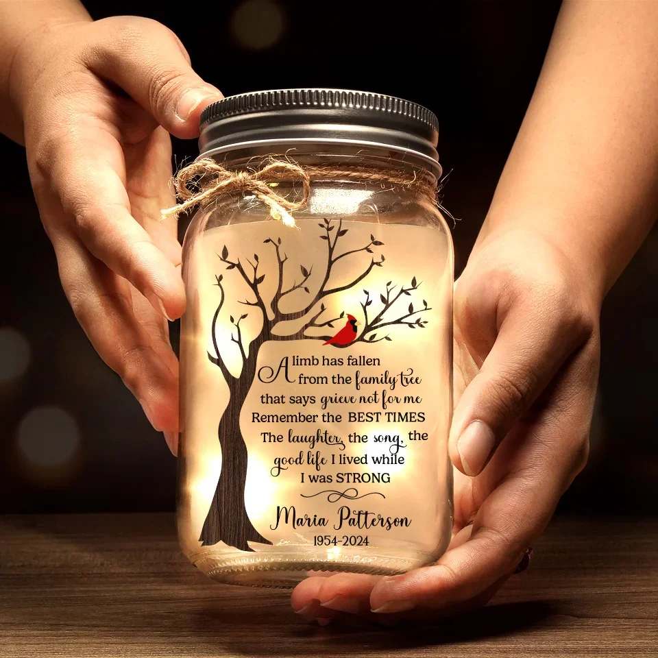 A Life Beautifully Lived, A Heart Deeply Loved - Memorial Personalized Custom Mason Jar Light - Sympathy Gift For Family Members - Image 3