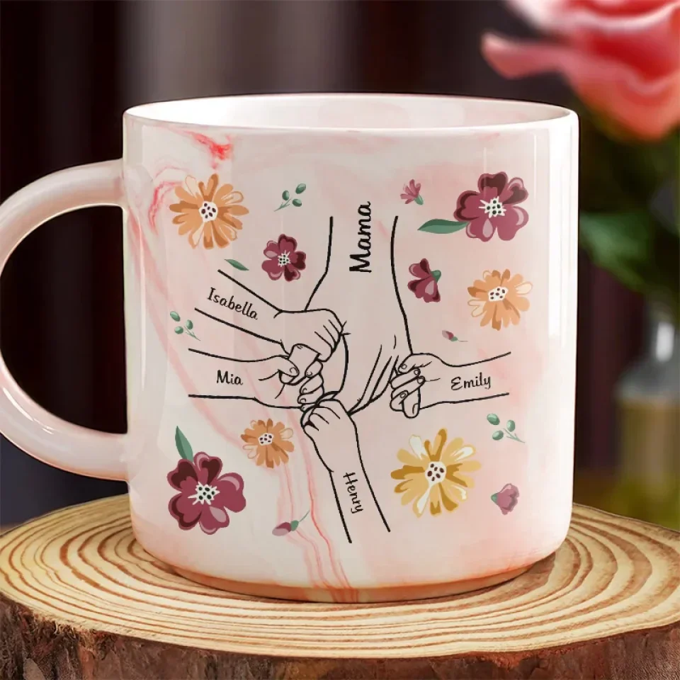 A Little Bit Parent, A Little Bit Best Friend - Family Personalized Custom Marble Mug - Gift For Mom, Grandma - Image 3