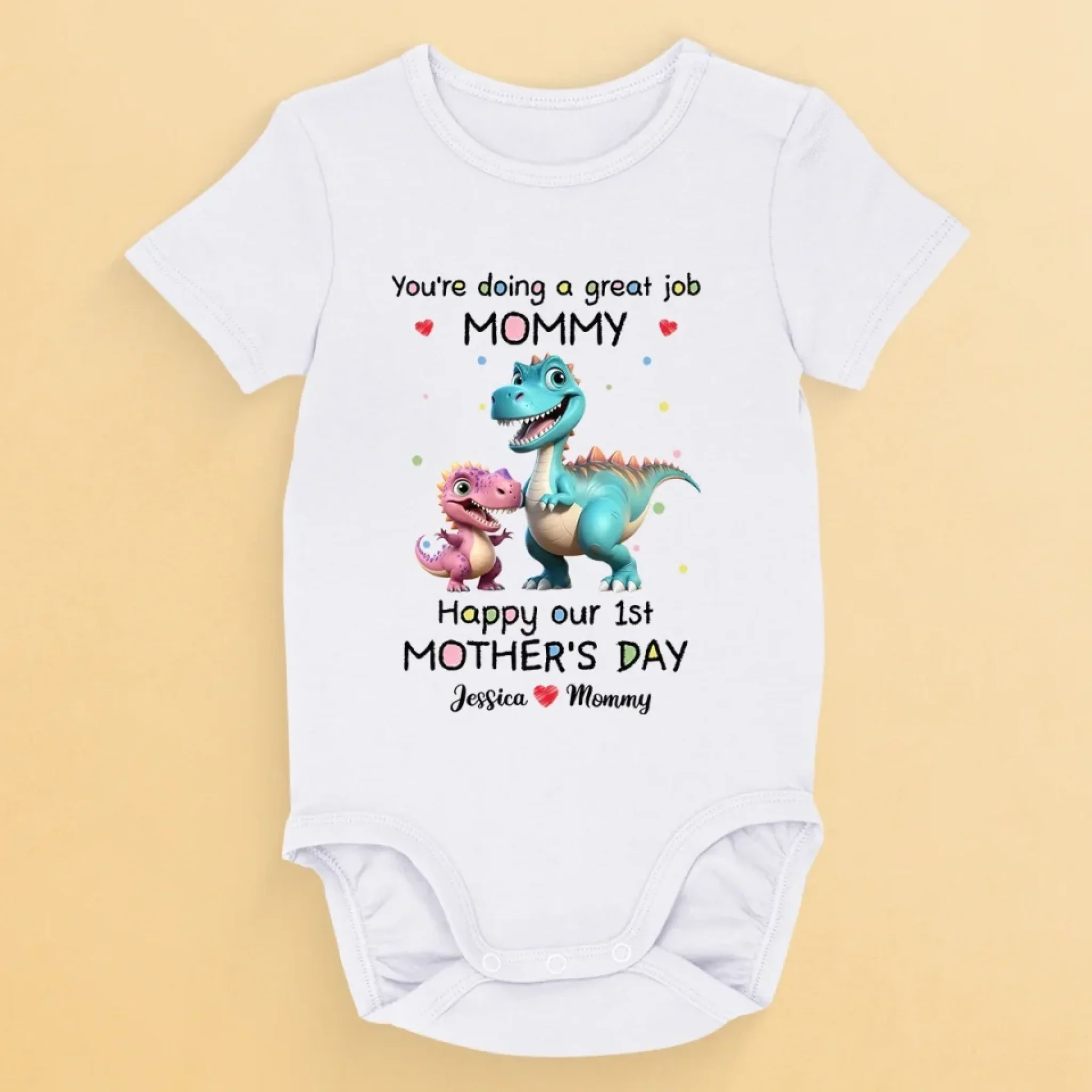 A Little Dino’s Big Love For Mommy - Family Personalized Custom Baby Onesie - Mother's Day, Baby Shower Gift, Gift For First Mom