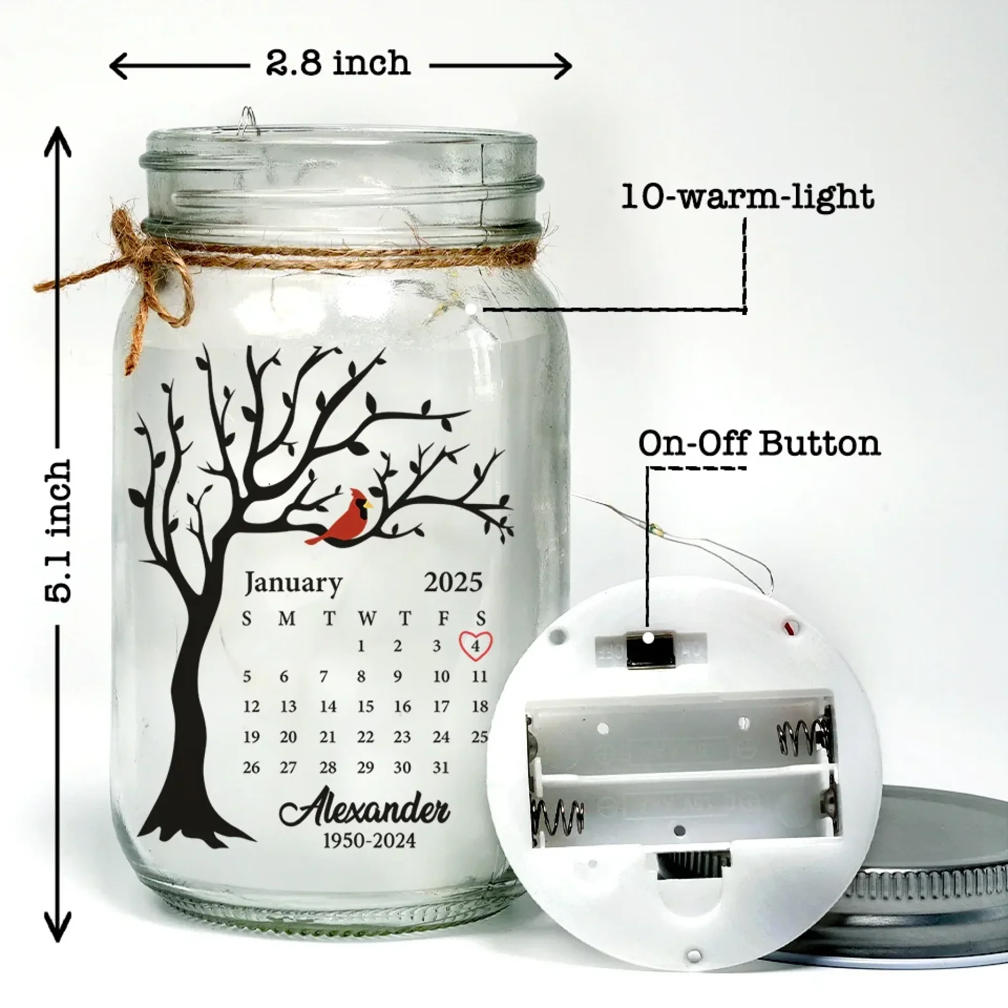 A Little Light To Guide You Through The Tough Days - Memorial Personalized Custom Mason Jar Light - Sympathy Gift For Family Members - Image 4