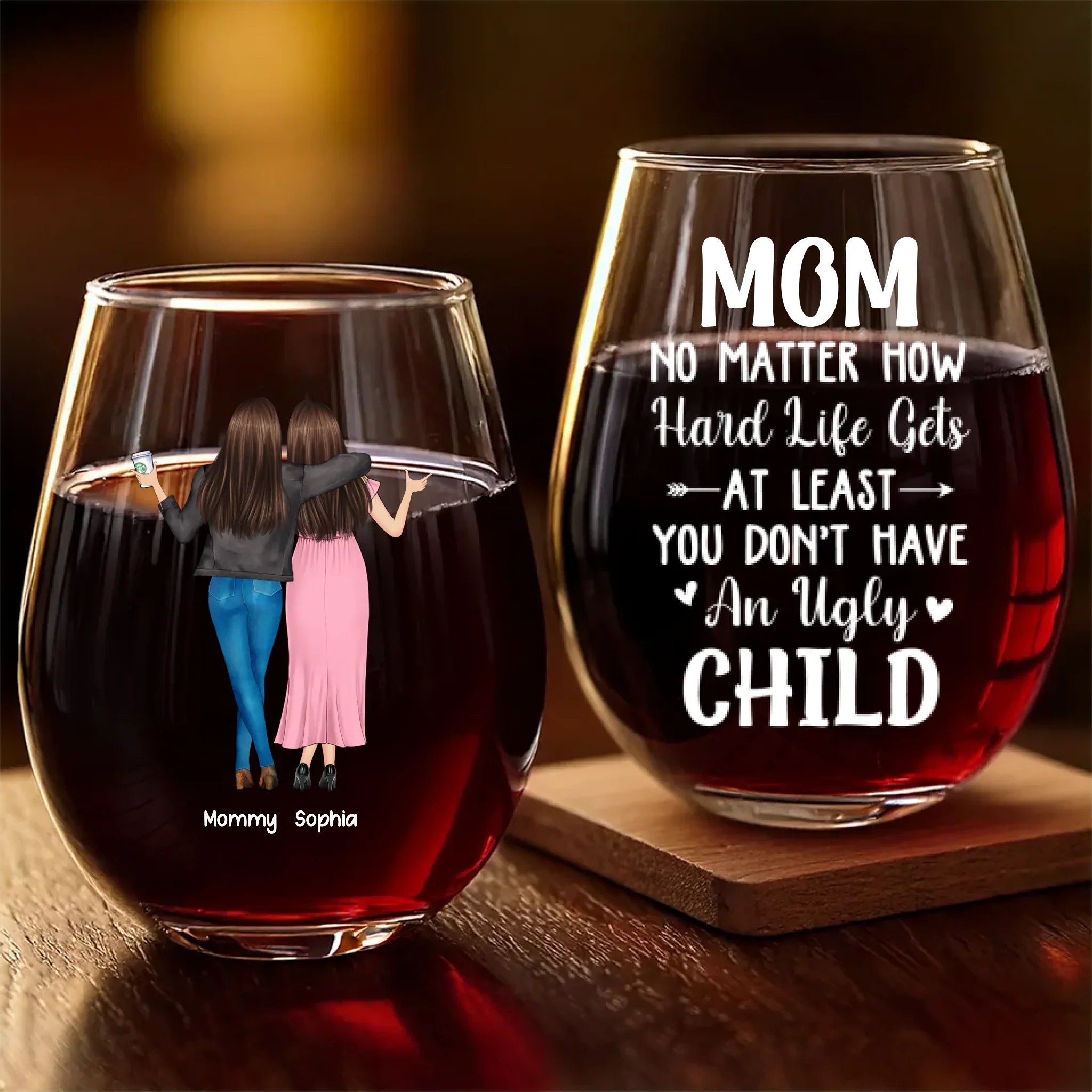 A Little Something To Make Her Feel Extra Special - Family Personalized Custom Wine Glass - Gift For Mom, Daughter - Image 2