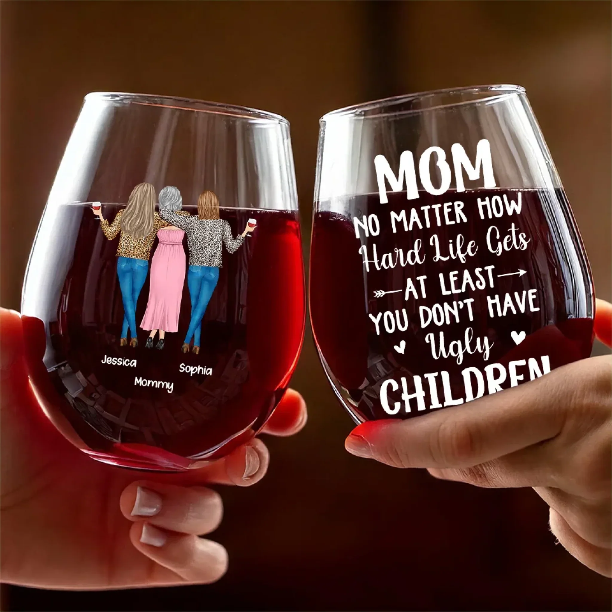 A Little Something To Make Her Feel Extra Special - Family Personalized Custom Wine Glass - Gift For Mom, Daughter - Image 3