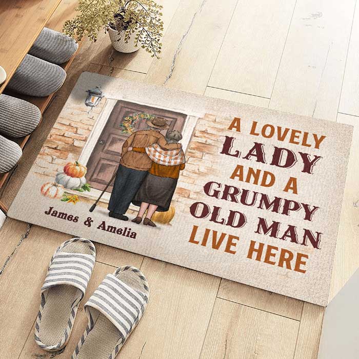 A Lovely Couple Live Here - Personalized Decorative Mat - Gift For Couples, Husband Wife - Image 3