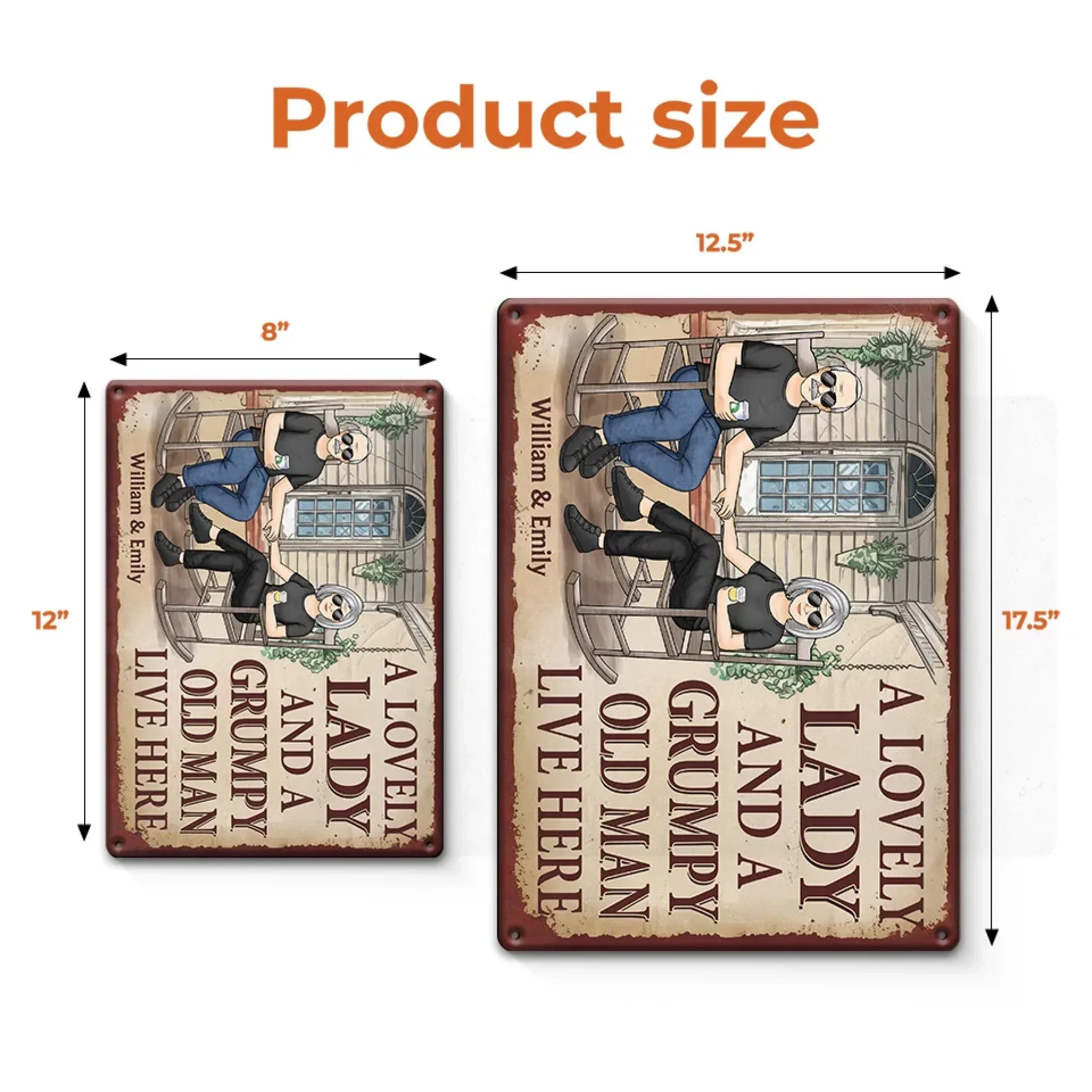A Lovely Lady And A Grumpy Old Man Live Here - Couple Personalized Custom Home Decor Metal Sign - House Warming Gift For Husband Wife, Anniversary - Image 5